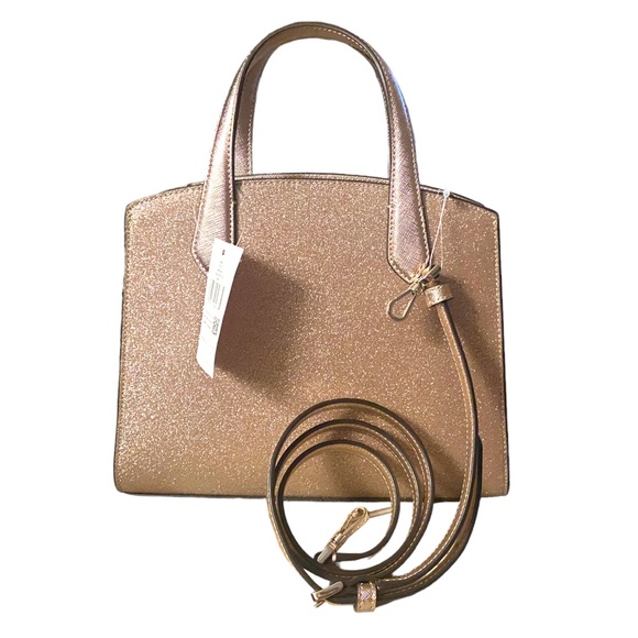 Kate Spade ♠️ Rose Gold Glitter Tinsel Satchel - Picture 4 of 5